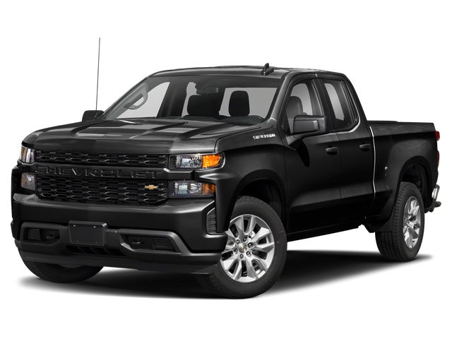 Black 2021 Chevrolet Silverado 1500 Custom Double Cab 4WD Pickup Truck Four-Wheel Drive Automatic