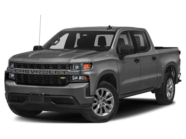 Gray (Satin Steel Metallic) 2021 Chevrolet Silverado 1500 Custom Crew Cab 4WD Pickup Truck Four-Wheel Drive Automatic