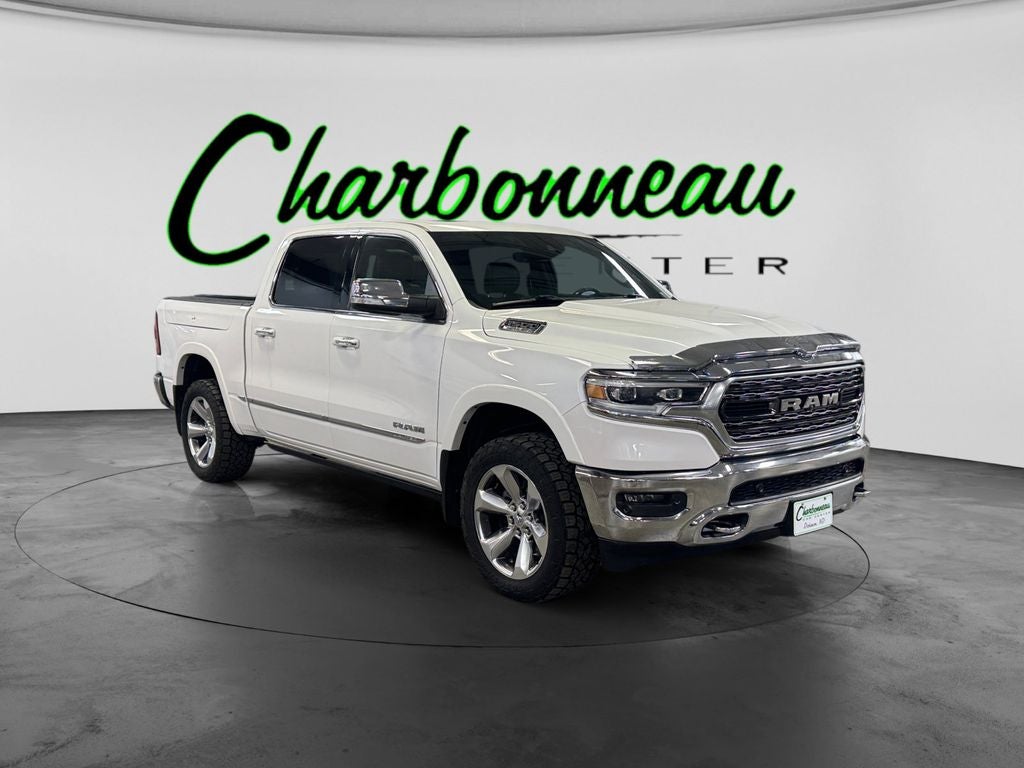 Used 2019 Ivory White Tri-Coat Pearlcoat RAM Limited Crew Cab 4x4 5