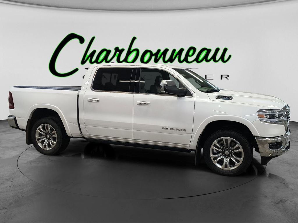 Used 2022 Ivory White Tri-Coat Pearlcoat RAM Limited Longhorn Crew Cab 4x4 5