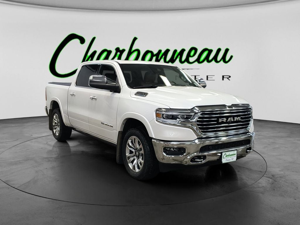 Used 2022 Ivory White Tri-Coat Pearlcoat RAM Limited Longhorn Crew Cab 4x4 5