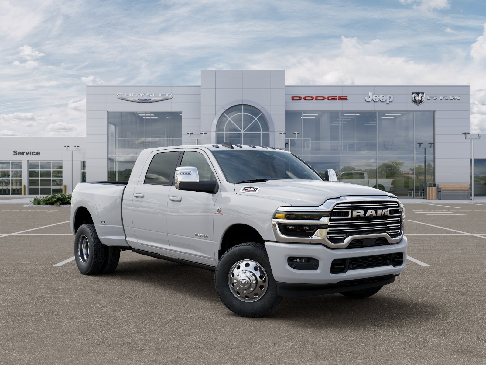 New 2025 Bright White Clear-Coat Exterior Paint RAM RAM 3500 LARAMIE MEGA CAB 4X4 6