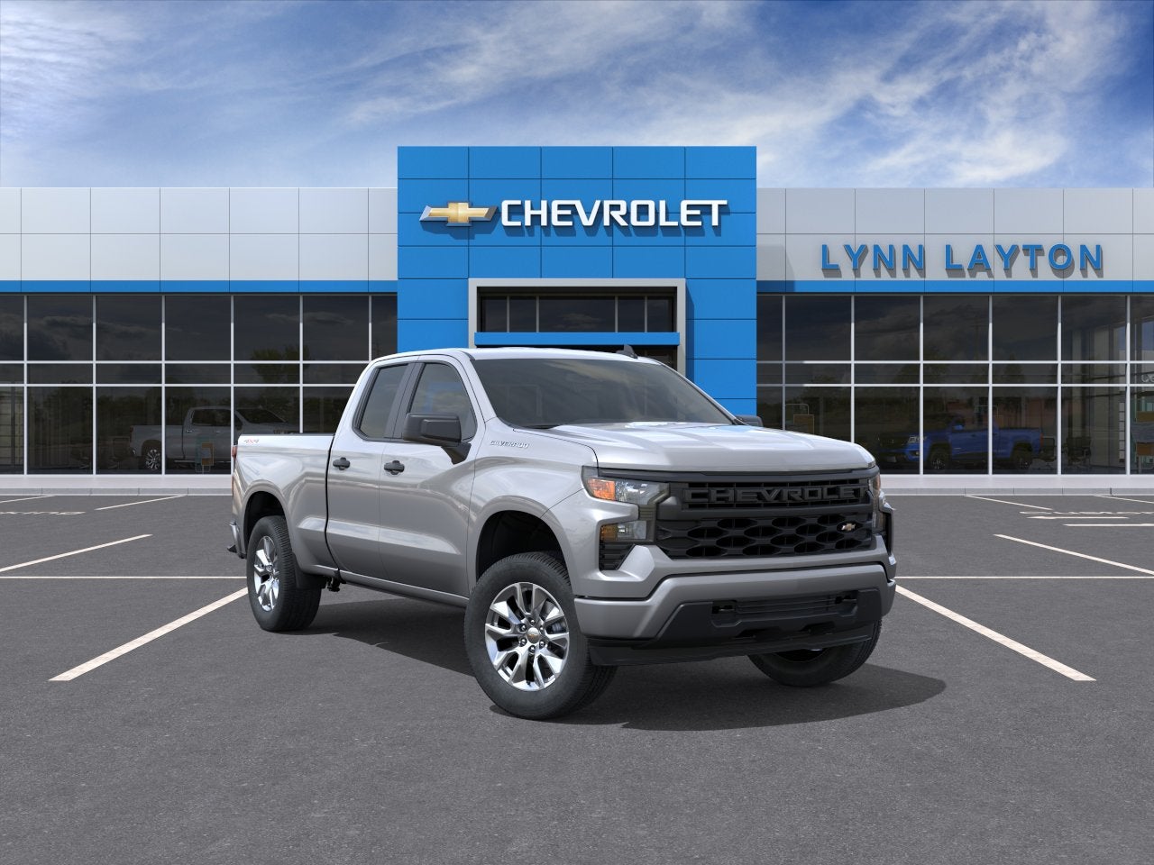 Sterling Gray Metallic 2026 Chevrolet Silverado 1500 Custom Double Cab 4WD Pickup Truck Four-Wheel Drive Automatic