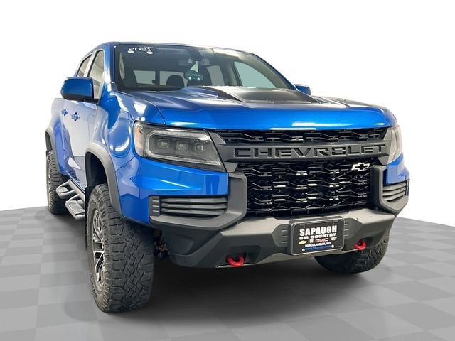 Bright Blue Metallic 2021 Chevrolet Colorado Pickup Truck Four-Wheel Drive Automatic