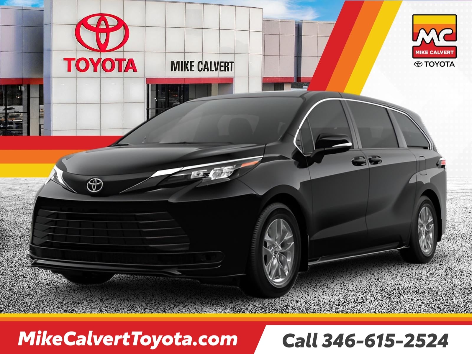 Midnight Black Metallic 2026 Toyota Sienna Minivan Front-Wheel Drive Continuously Variable Transmission