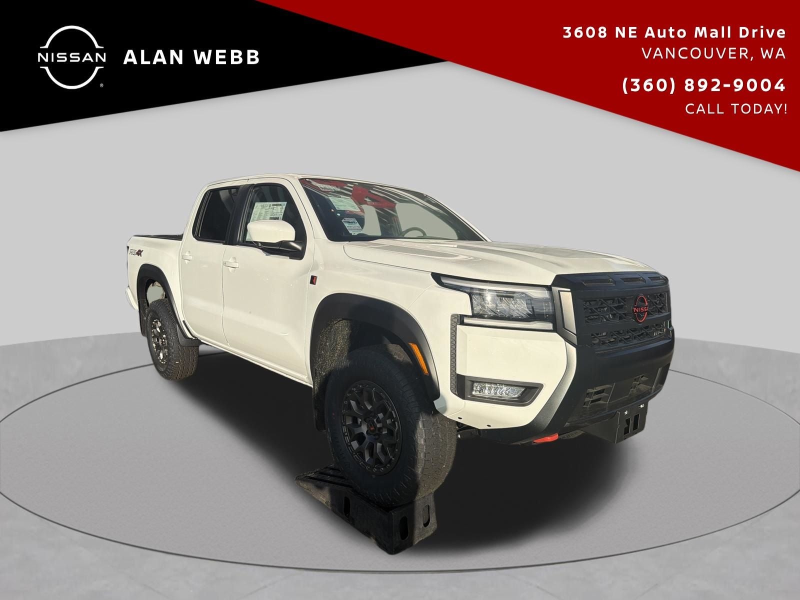 Glacier White 2026 Nissan Frontier Pickup Truck Four-Wheel Drive 9-Speed Automatic Overdrive