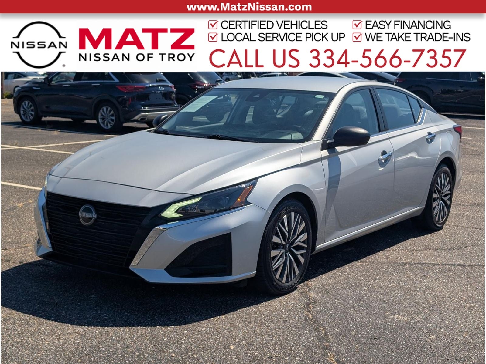 Brilliant Silver Metallic 2024 Nissan Altima Sedan Front-Wheel Drive Continuously Variable Transmission