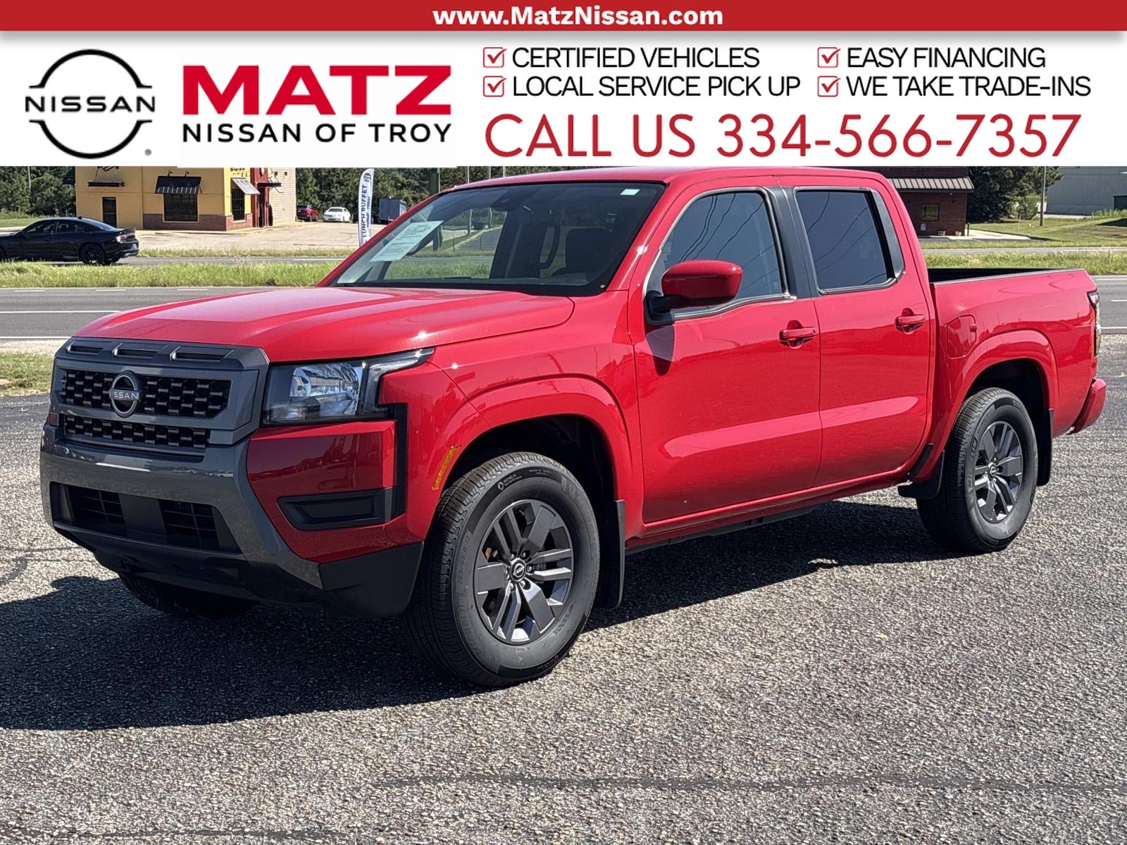 Red Alert 2025 Nissan Frontier Pickup Truck 4X2 9-Speed Automatic