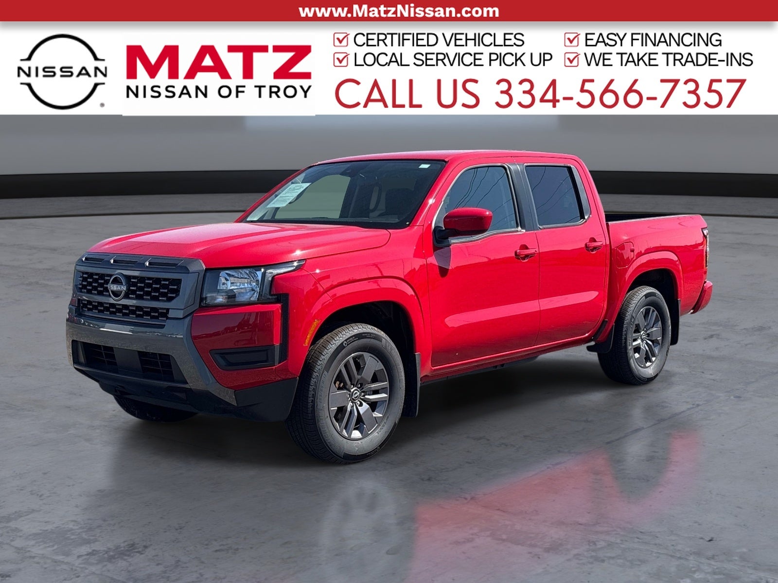 Red Alert 2025 Nissan Frontier Pickup Truck 4X2 9-Speed Automatic
