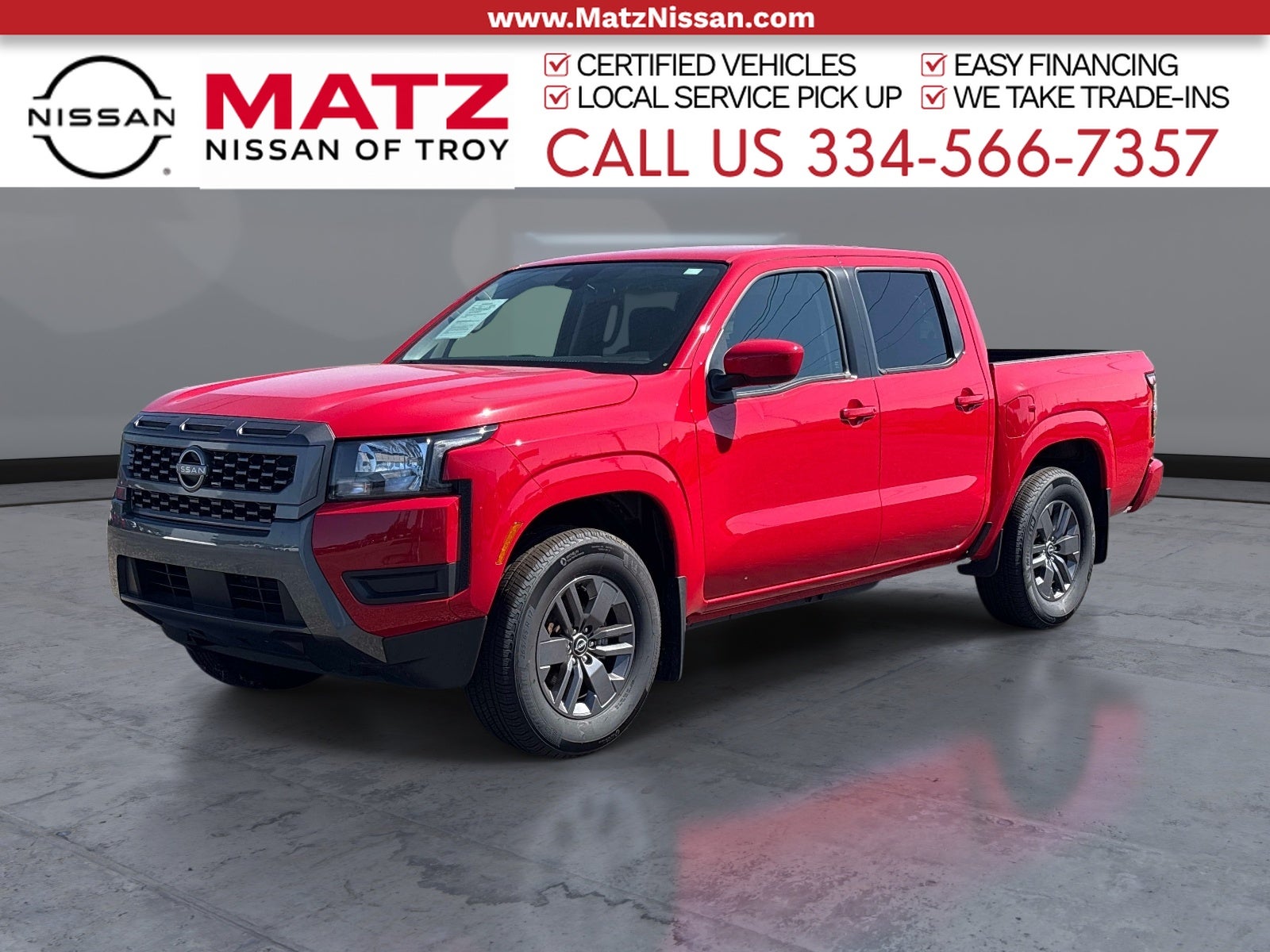 Red Alert 2025 Nissan Frontier Pickup Truck 4X2 9-Speed Automatic