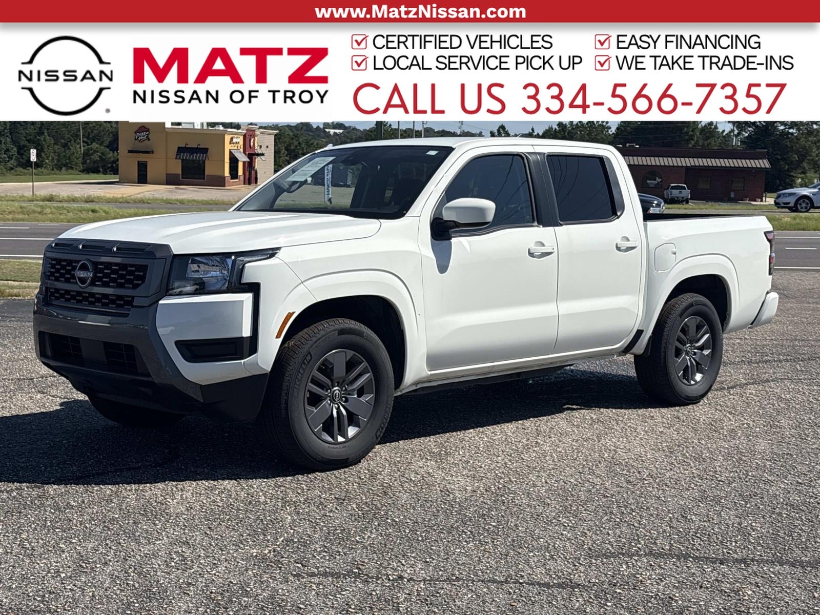 Glacier White 2025 Nissan Frontier Pickup Truck 4X2 9-Speed Automatic