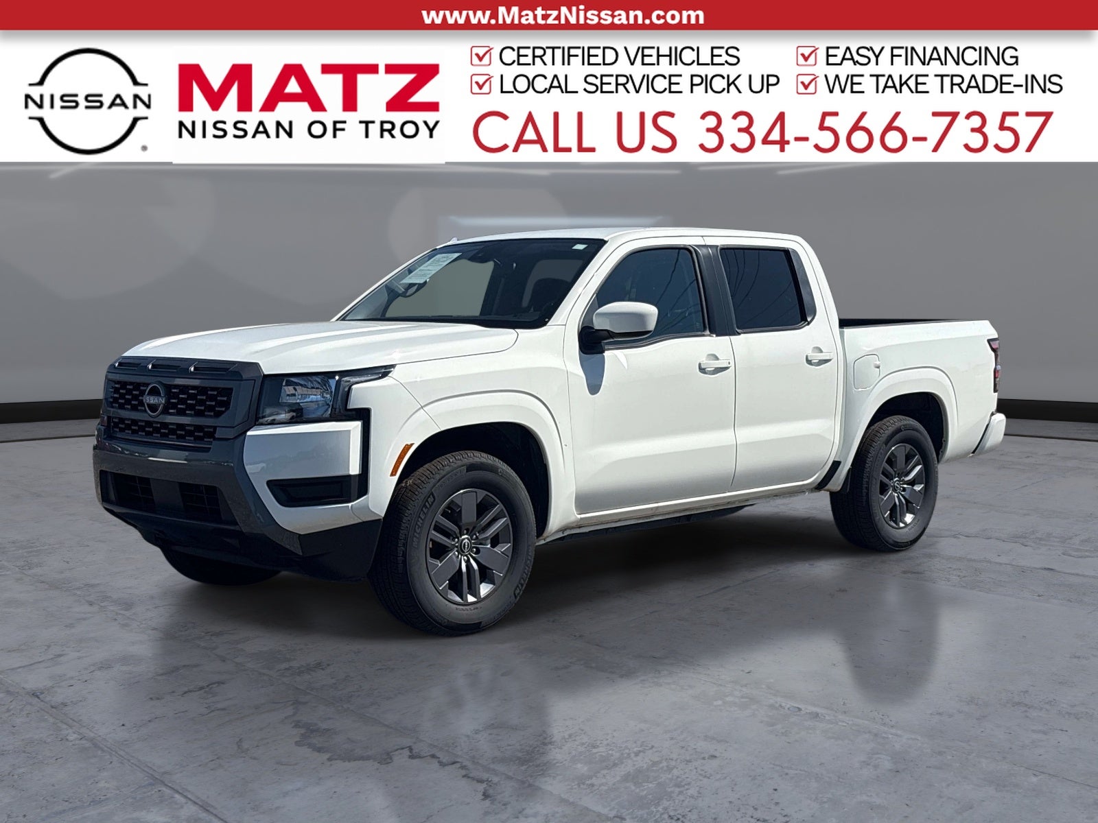 Glacier White 2025 Nissan Frontier Pickup Truck 4X2 9-Speed Automatic