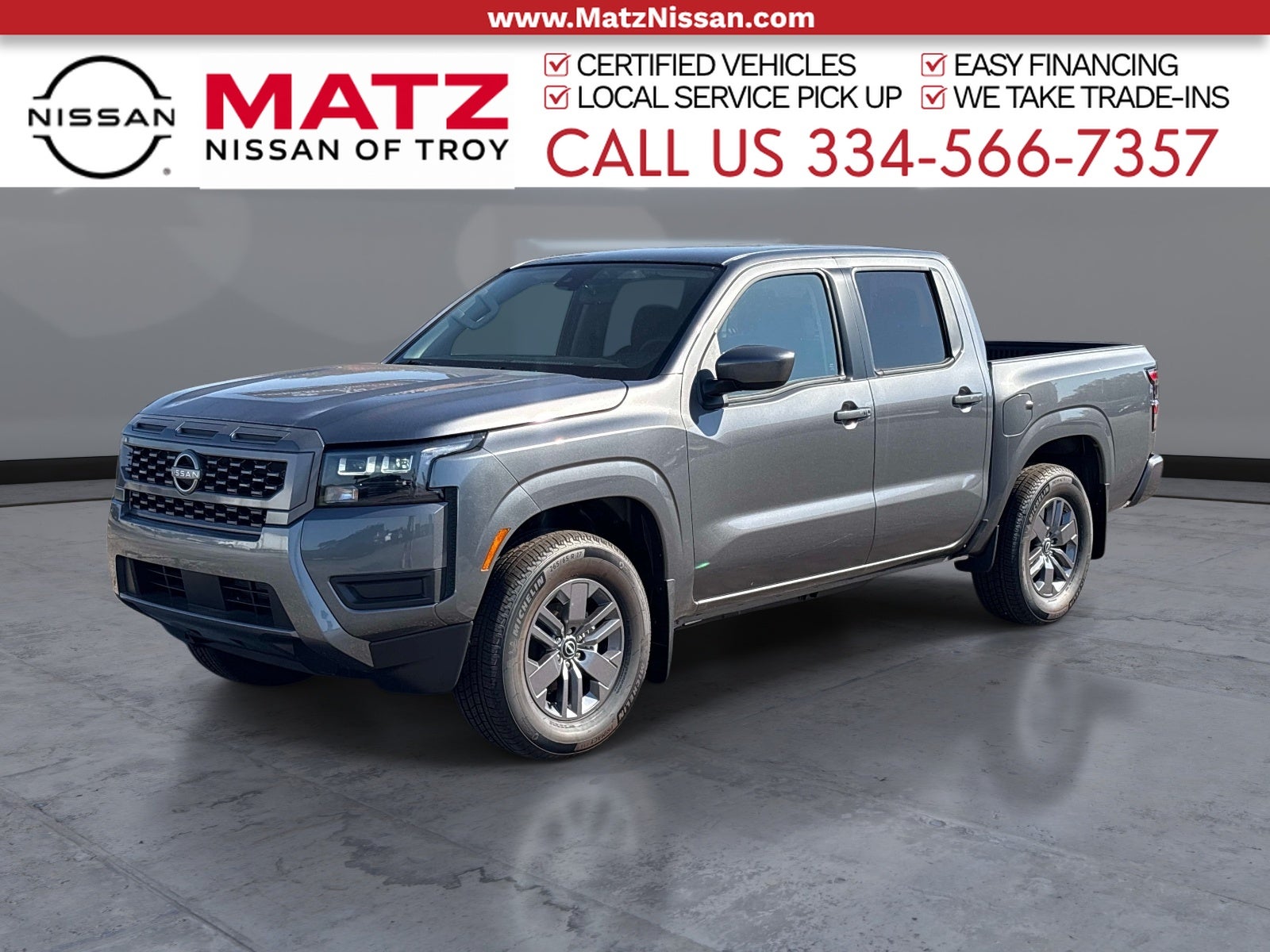 Gray (Gun Metallic) 2026 Nissan Frontier Pickup Truck 4X2 9-Speed Automatic