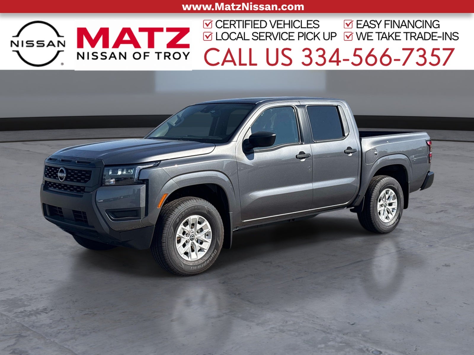 Gray (Gun Metallic) 2026 Nissan Frontier Pickup Truck Four-Wheel Drive 9-Speed Automatic