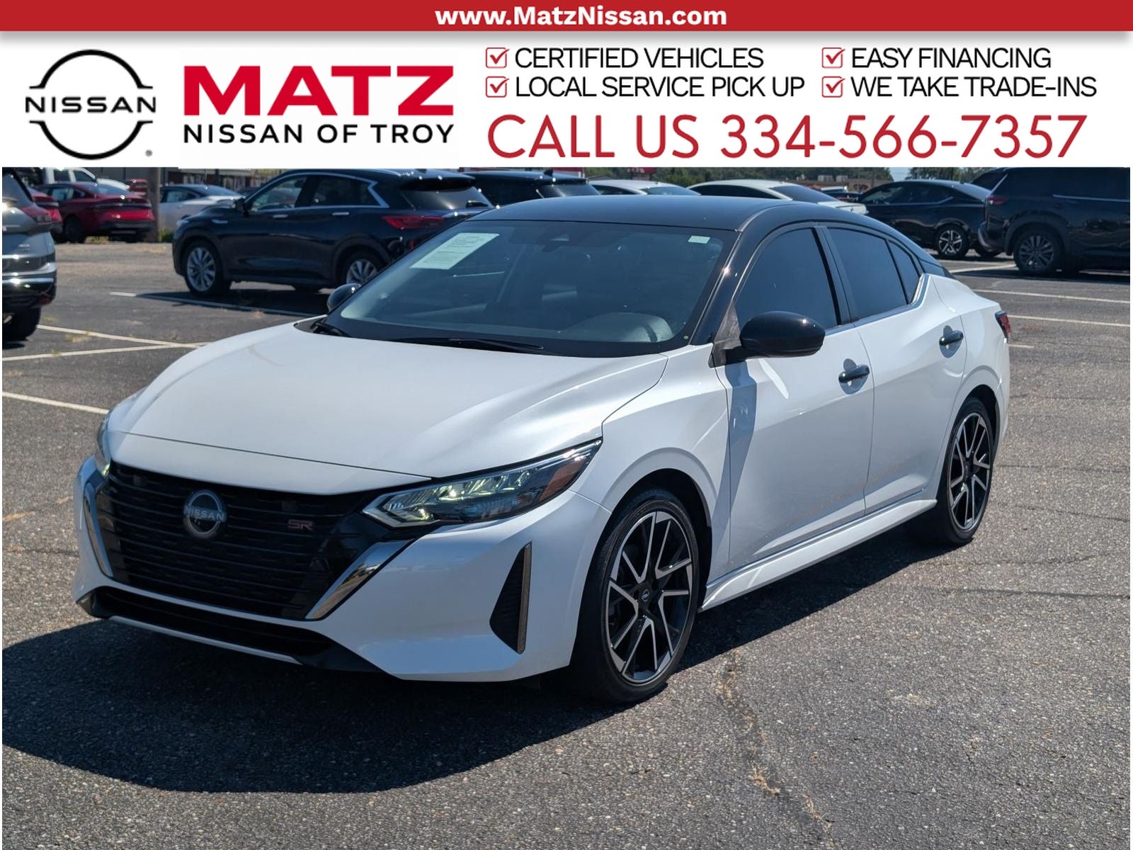 Aspen White Tricoat/Super Black 2025 Nissan Sentra Sedan Front-Wheel Drive Continuously Variable Transmission