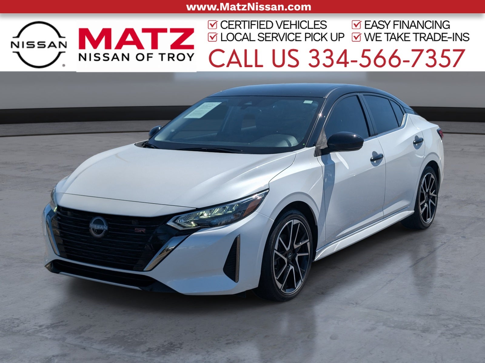 Aspen White Tricoat/Super Black 2025 Nissan Sentra Sedan Front-Wheel Drive Continuously Variable Transmission