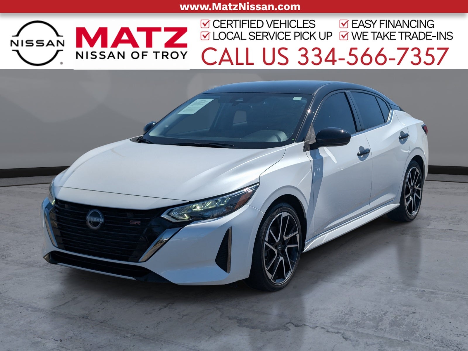 Aspen White Tricoat/Super Black 2025 Nissan Sentra Sedan Front-Wheel Drive Continuously Variable Transmission