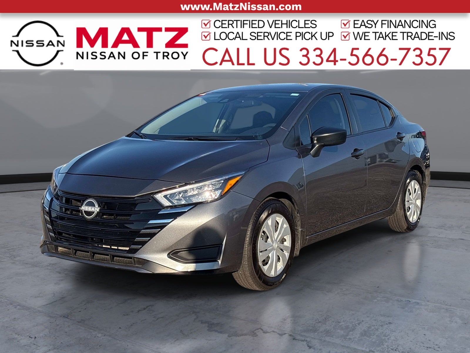 Gray (Gun Metallic) 2025 Nissan Versa Sedan Front-Wheel Drive Continuously Variable Transmission