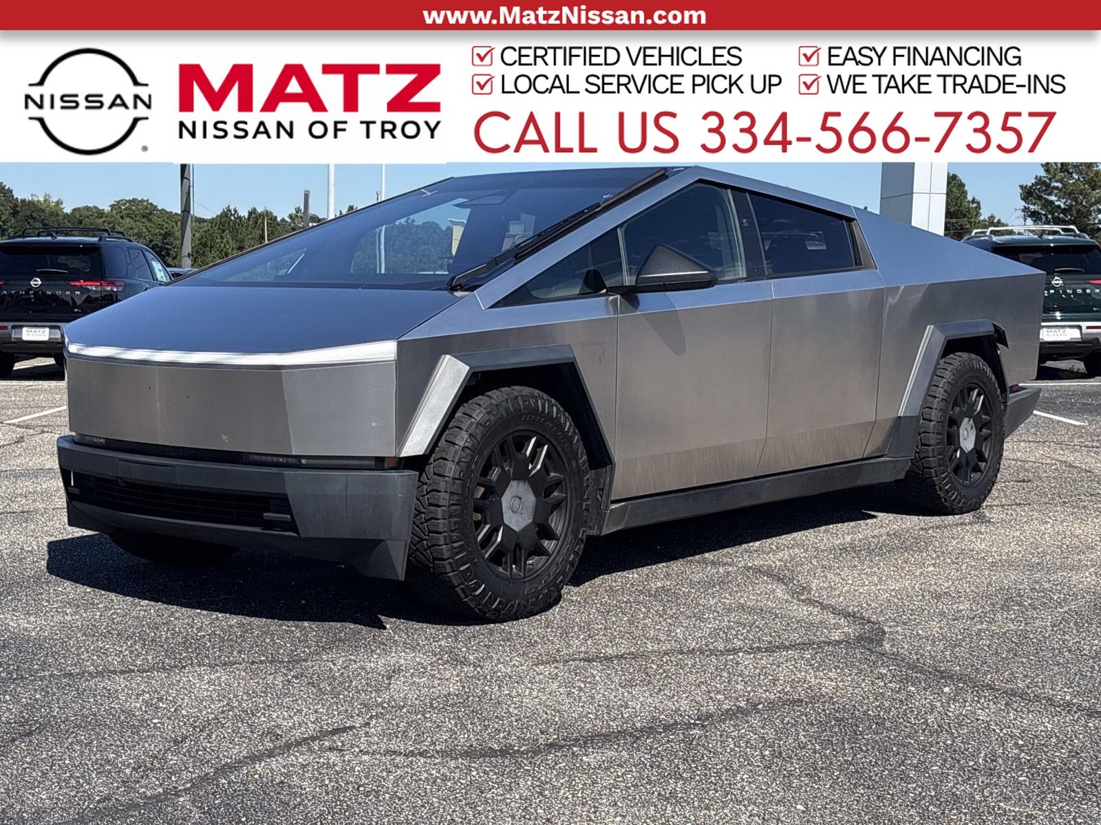 Gray (Stainless Steel) 2024 Tesla Cybertruck Pickup Truck All-Wheel Drive Automatic