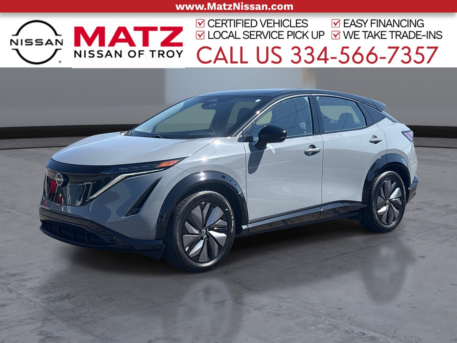 Boulder Gray Pearl/Black Diamond Pearl 2024 Nissan Ariya SUV / Crossover All-Wheel Drive Automatic