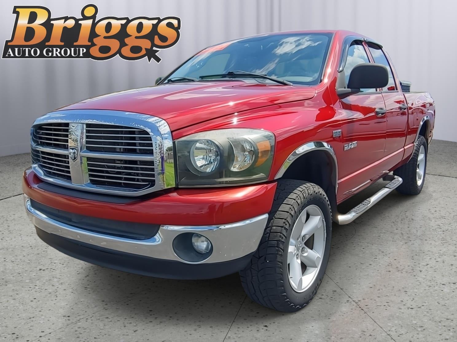 Inferno Red Crystal Pearl 2008 Dodge RAM 1500 Pickup Truck Four-Wheel Drive 5-Speed Automatic