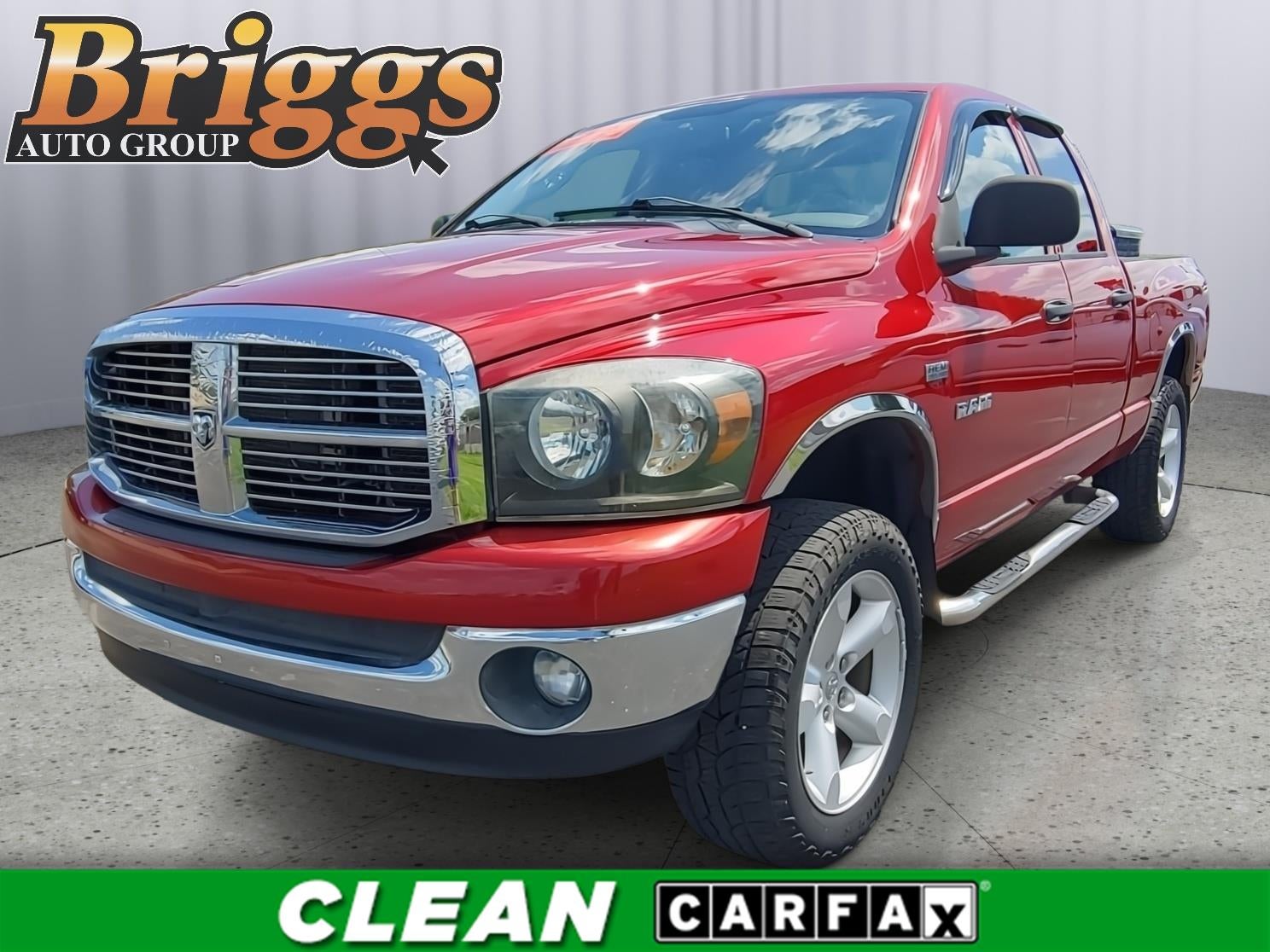 Inferno Red Crystal Pearl 2008 Dodge RAM 1500 Pickup Truck Four-Wheel Drive 5-Speed Automatic