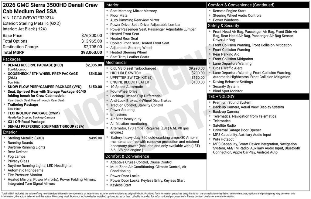 Sterling Metallic 2026 GMC Sierra 3500HD Pickup Truck Four-Wheel Drive Automatic