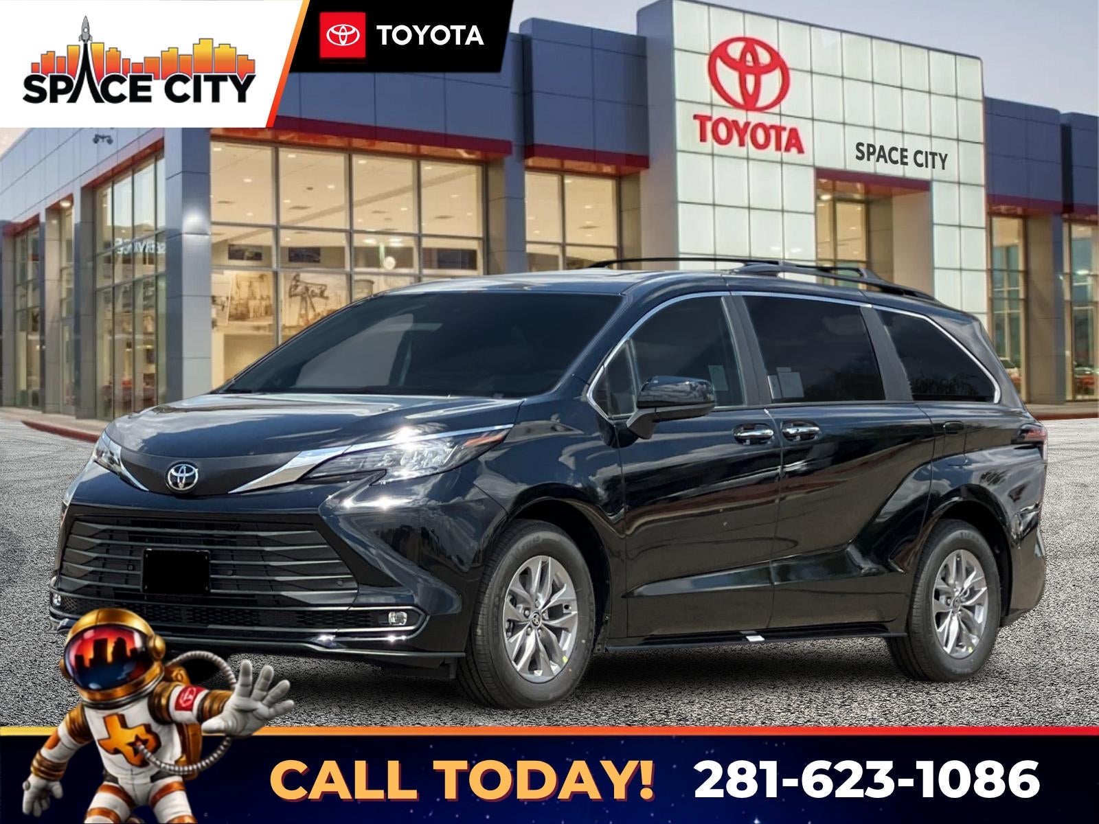 Black 2026 Toyota Sienna Minivan Front-Wheel Drive Continuously Variable Transmission