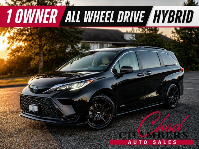 Black 2021 Toyota Sienna Minivan All-Wheel Drive Continuously Variable Transmission