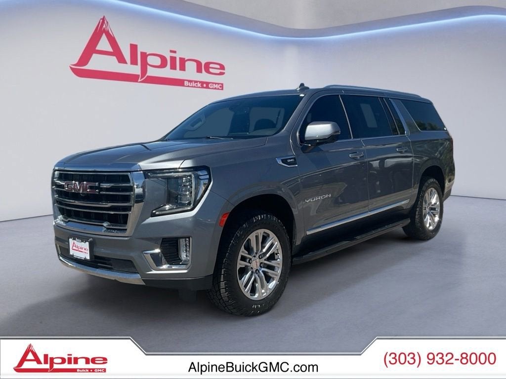 Gray (Satin Steel Metallic) 2022 GMC Yukon XL SLT 4WD SUV / Crossover Four-Wheel Drive Automatic