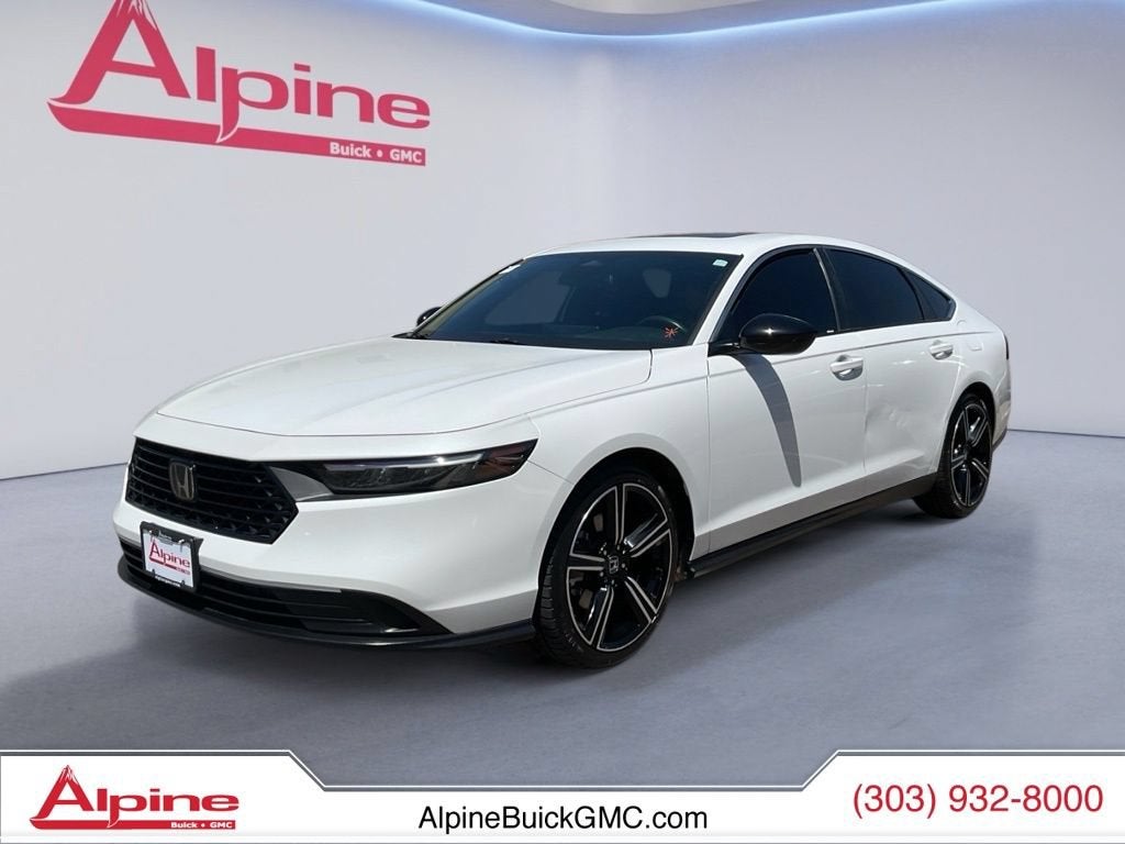 White 2023 Honda Accord Hybrid Sedan Front-Wheel Drive 