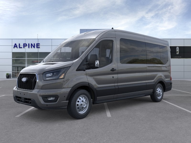 Gray 2026 Ford Transit Passenger 350 XLT Medium Roof LB AWD Van All-Wheel Drive 