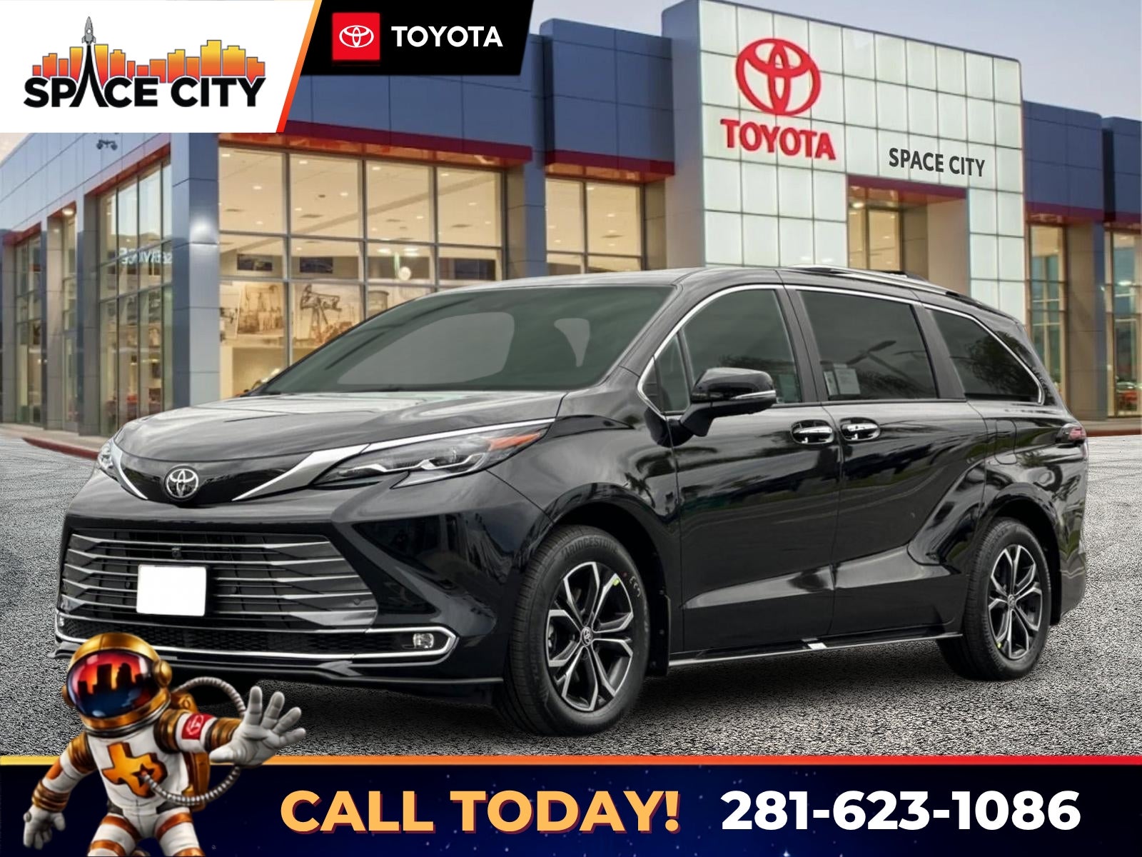 Midnight Black Metallic 2026 Toyota Sienna Minivan All-Wheel Drive Continuously Variable Transmission