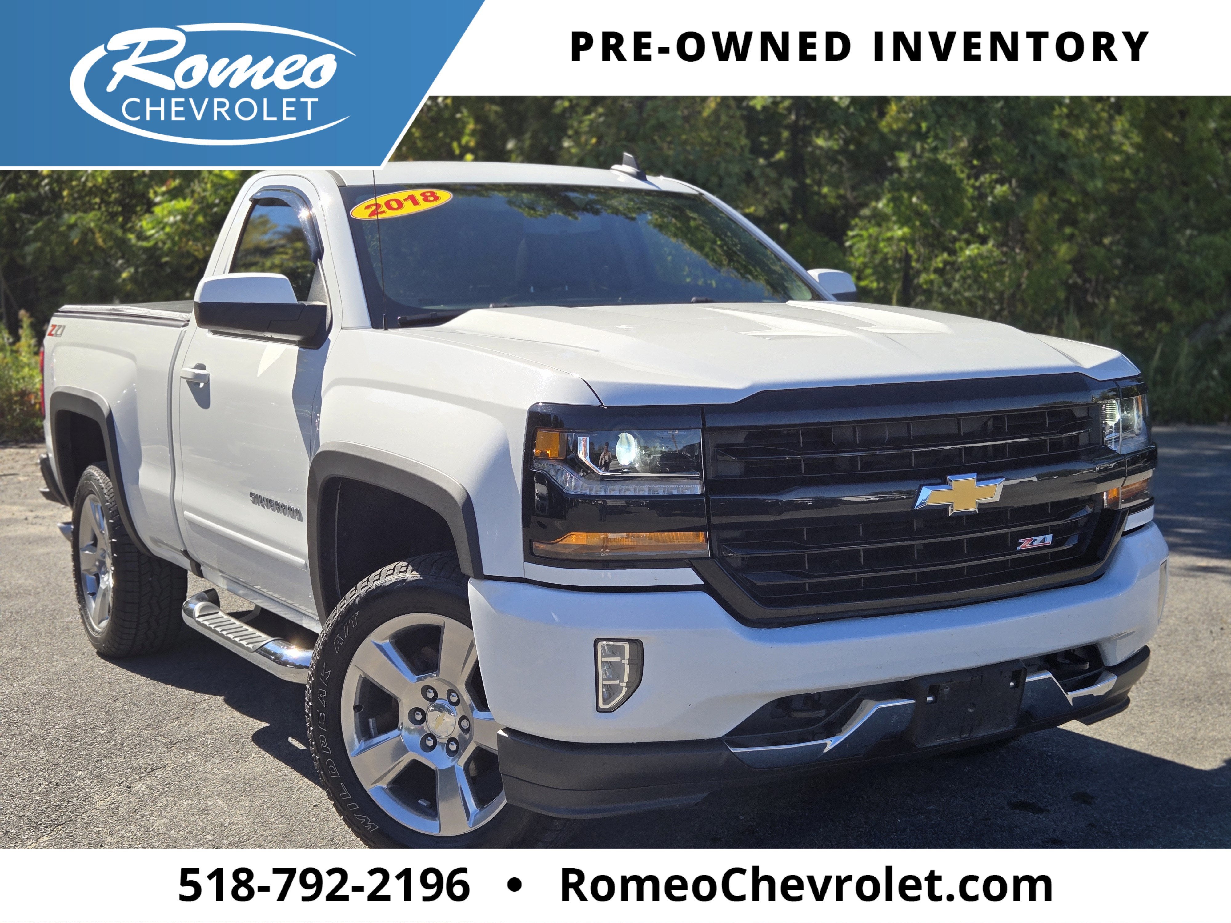 Summit White 2018 Chevrolet Silverado 1500 Pickup Truck Four-Wheel Drive Automatic