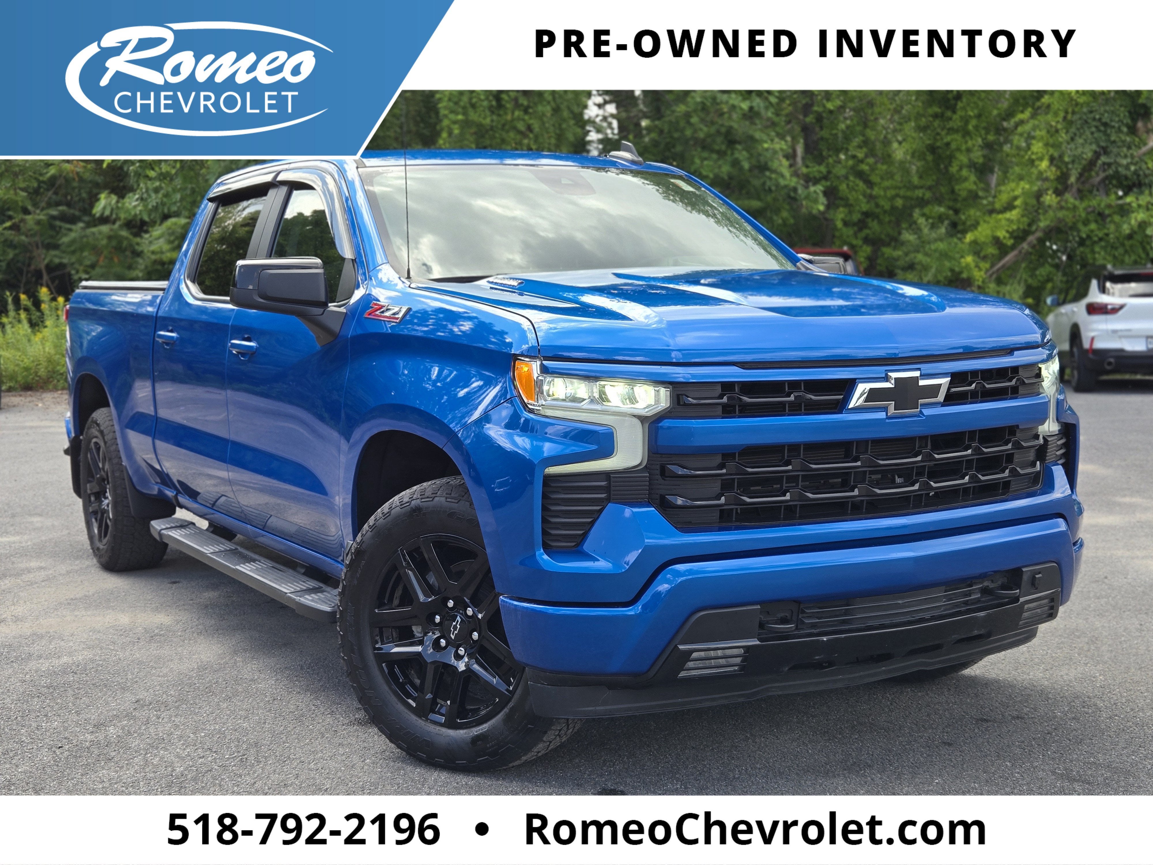 Glacier Blue Metallic 2024 Chevrolet Silverado 1500 Pickup Truck Four-Wheel Drive Automatic