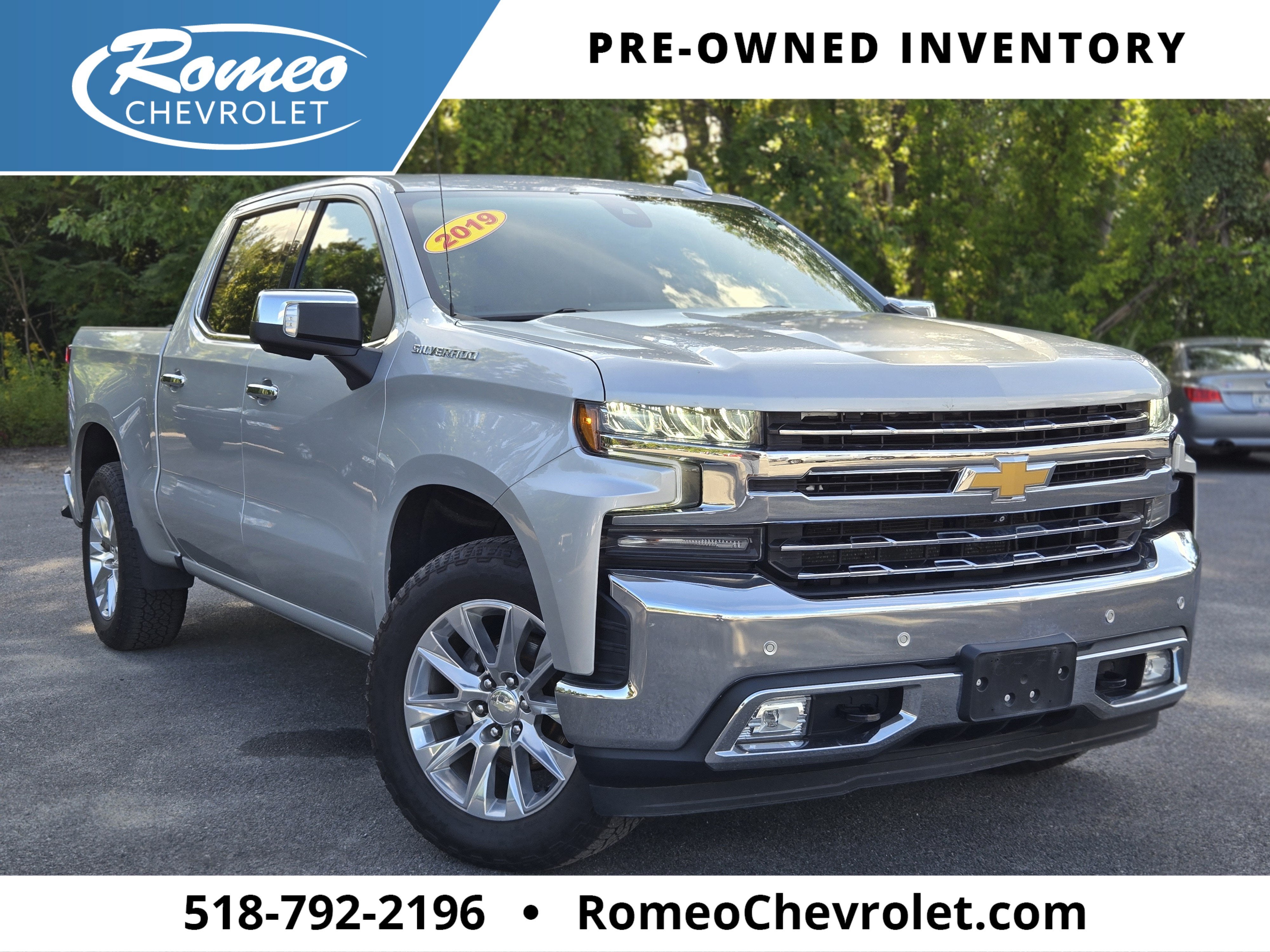 Silver Ice Metallic 2019 Chevrolet Silverado 1500 Pickup Truck Four-Wheel Drive Automatic