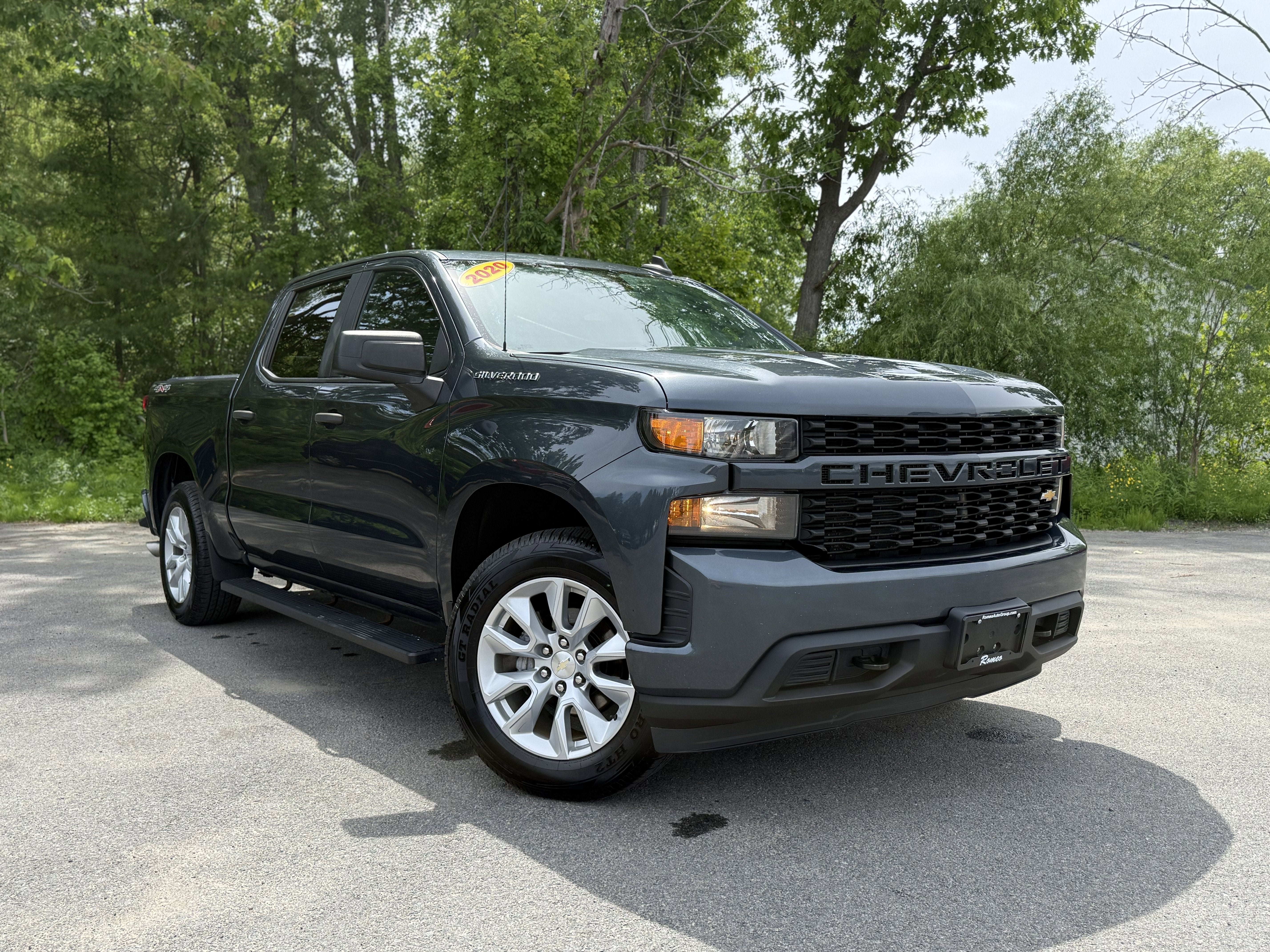 Shadow Gray Metallic 2020 Chevrolet Silverado 1500 Custom Crew Cab 4WD Pickup Truck Four-Wheel Drive Automatic
