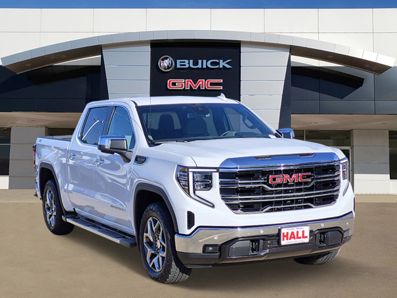 Summit White 2023 GMC Sierra 1500 SLT Crew Cab 4WD Pickup Truck Four-Wheel Drive Automatic