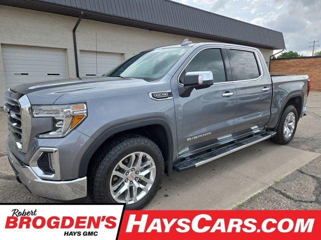 Gray (Satin Steel Metallic) 2020 GMC Sierra 1500 SLT Crew Cab 4WD Pickup Truck Four-Wheel Drive Automatic