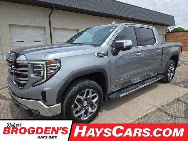 Sterling Metallic 2024 GMC Sierra 1500 SLT Crew Cab 4WD Pickup Truck Four-Wheel Drive Automatic
