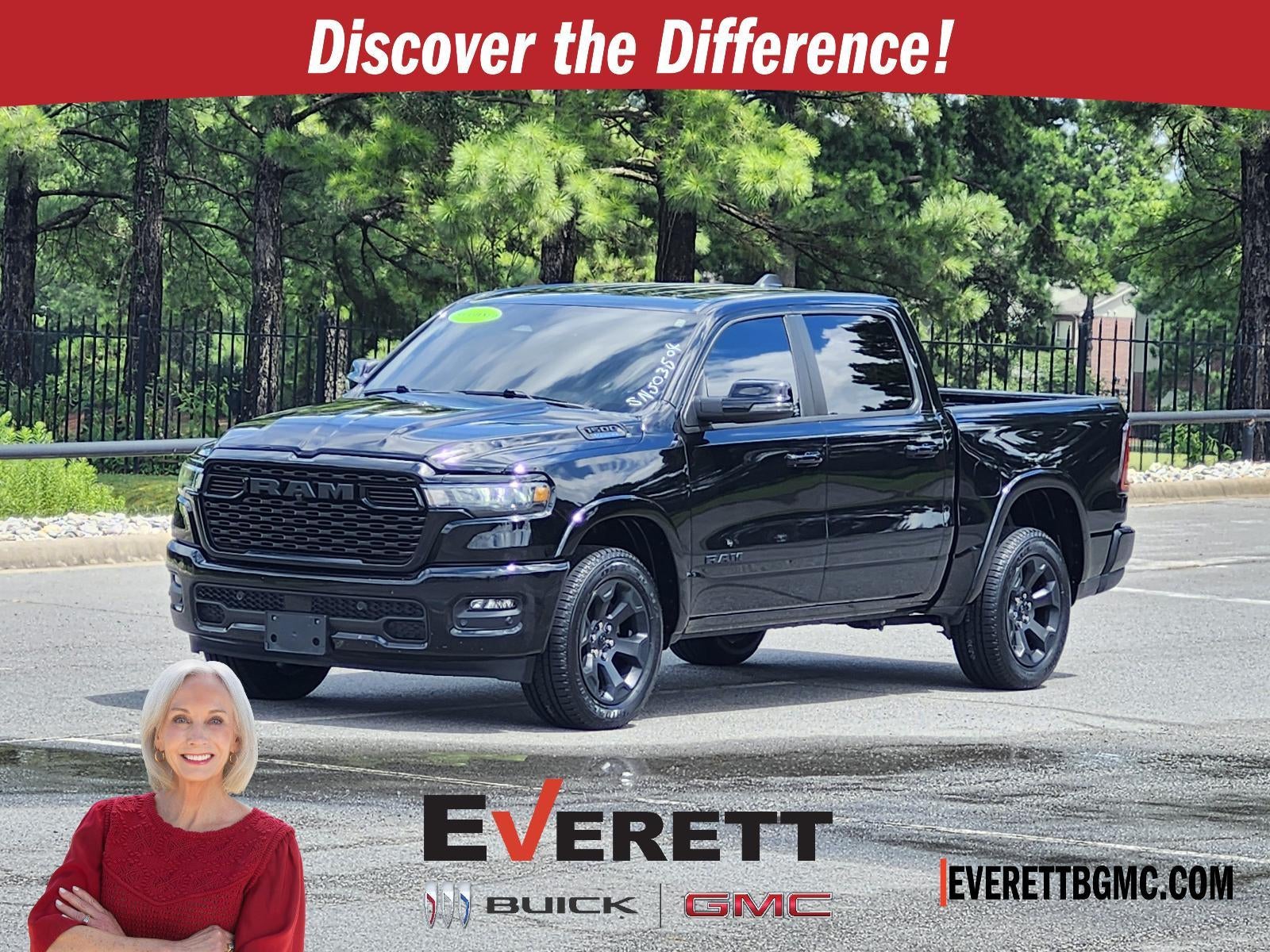Black 2025 RAM 1500 Pickup Truck Four-Wheel Drive 8-Speed Automatic Overdrive