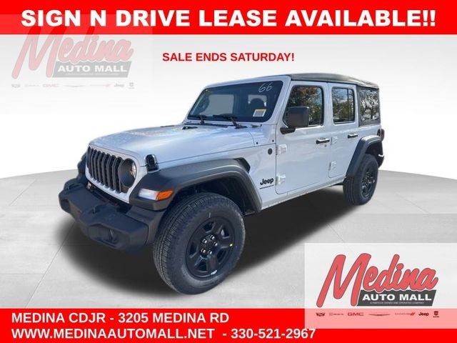 Bright White Clear-Coat Exterior Paint 2026 Jeep Wrangler Sport 4-Door 4WD SUV / Crossover Four-Wheel Drive 8-Speed Automatic