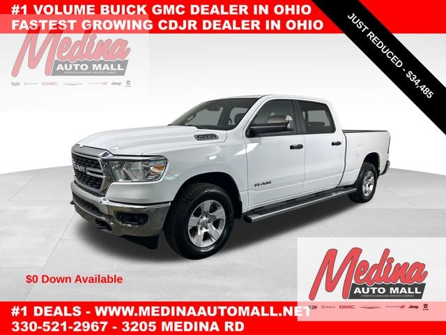 Bright White Clearcoat 2023 RAM 1500 Big Horn Crew Cab 4WD Pickup Truck Four-Wheel Drive 8-Speed Automatic