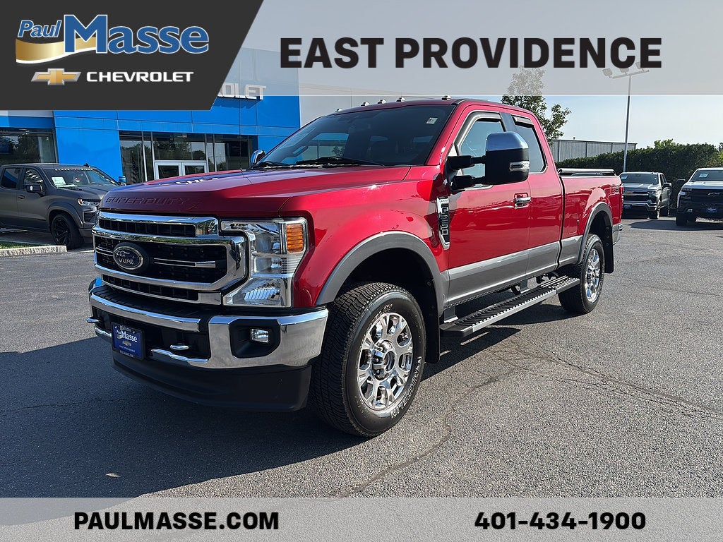 Red 2021 Ford F-250 Super Duty Pickup Truck Four-Wheel Drive 