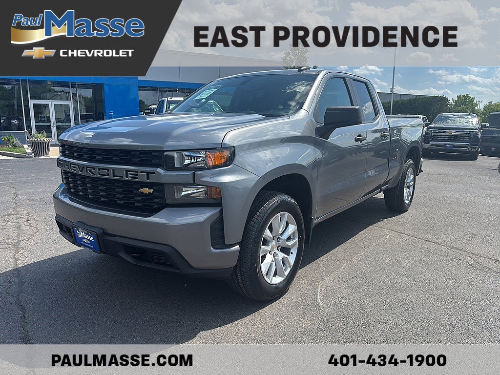 Gray (Satin Steel Metallic) 2021 Chevrolet Silverado 1500 Custom Double Cab 4WD Pickup Truck Four-Wheel Drive Automatic