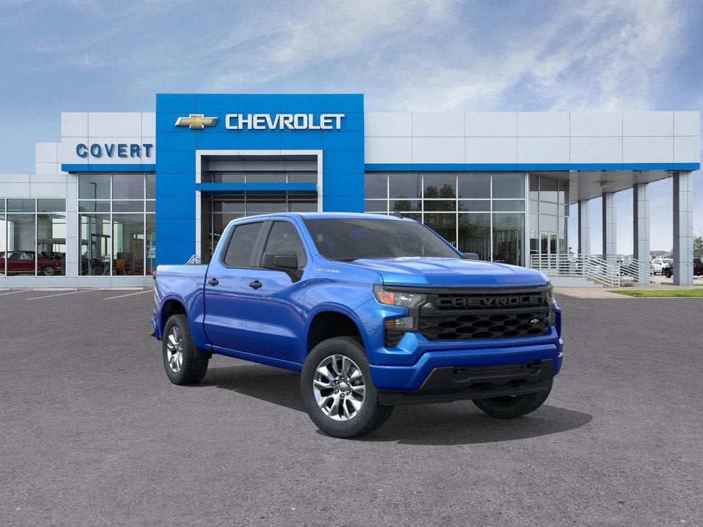 Riptide Blue Metallic 2026 Chevrolet Silverado 1500 Custom Crew Cab 4WD Pickup Truck Four-Wheel Drive Automatic