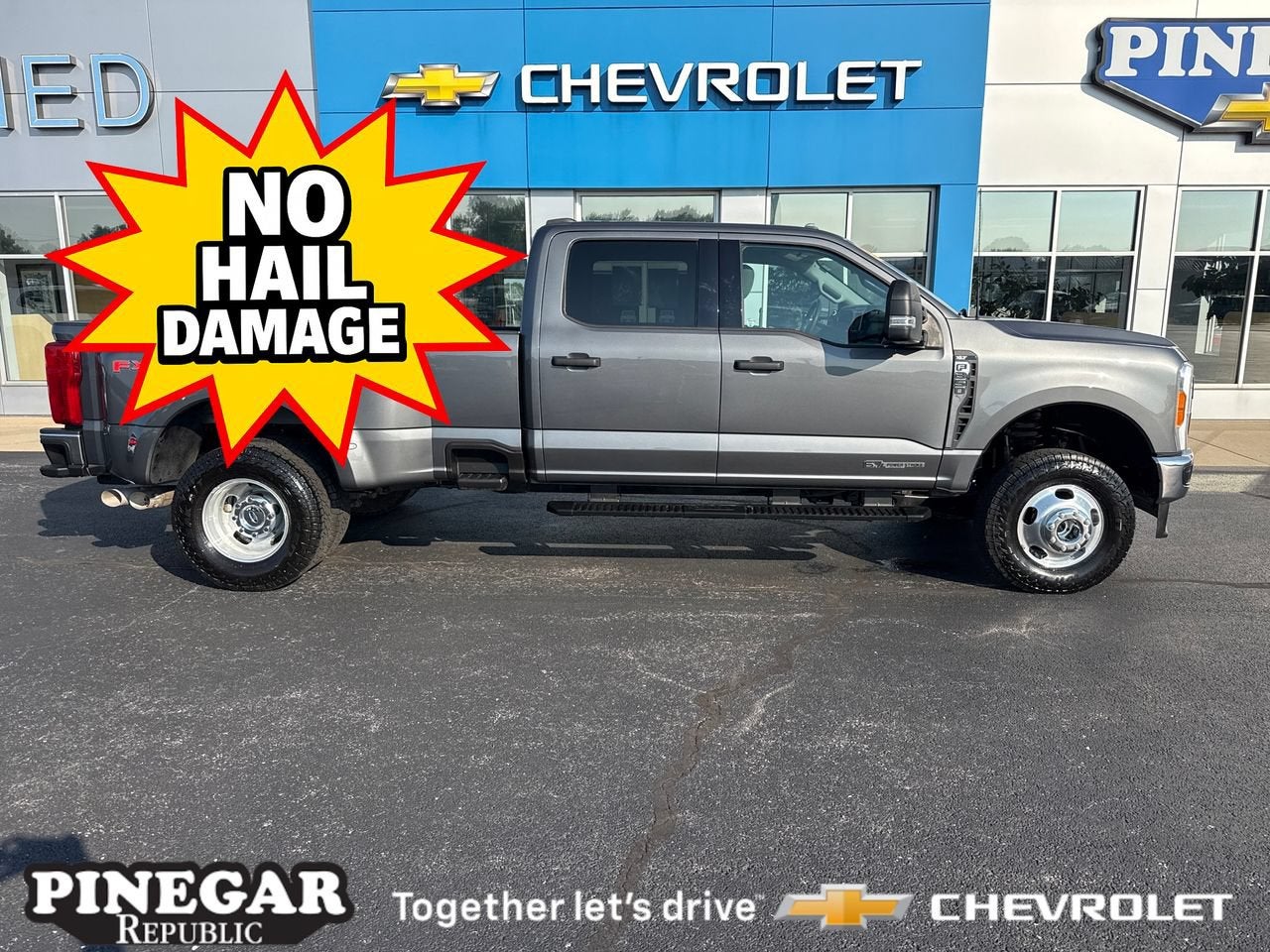 Gray 2023 Ford F-350 Super Duty Pickup Truck Four-Wheel Drive Automatic