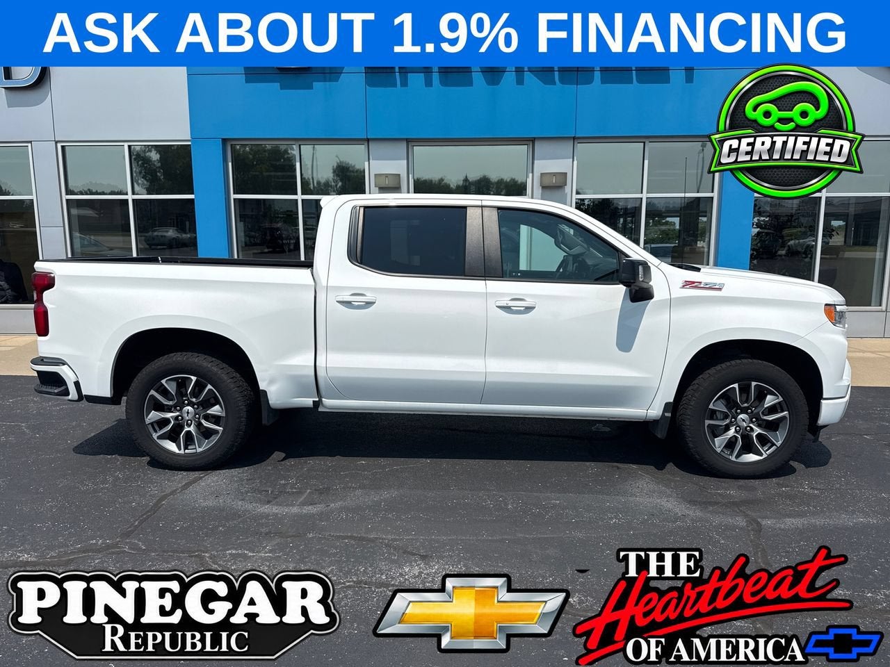 Summit White 2023 Chevrolet Silverado 1500 Pickup Truck Four-Wheel Drive Automatic