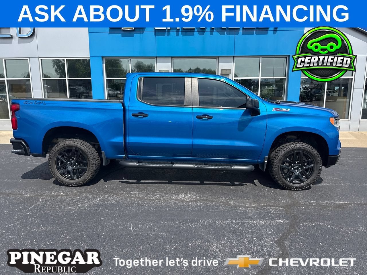 Glacier Blue Metallic 2023 Chevrolet Silverado 1500 Pickup Truck Four-Wheel Drive Automatic