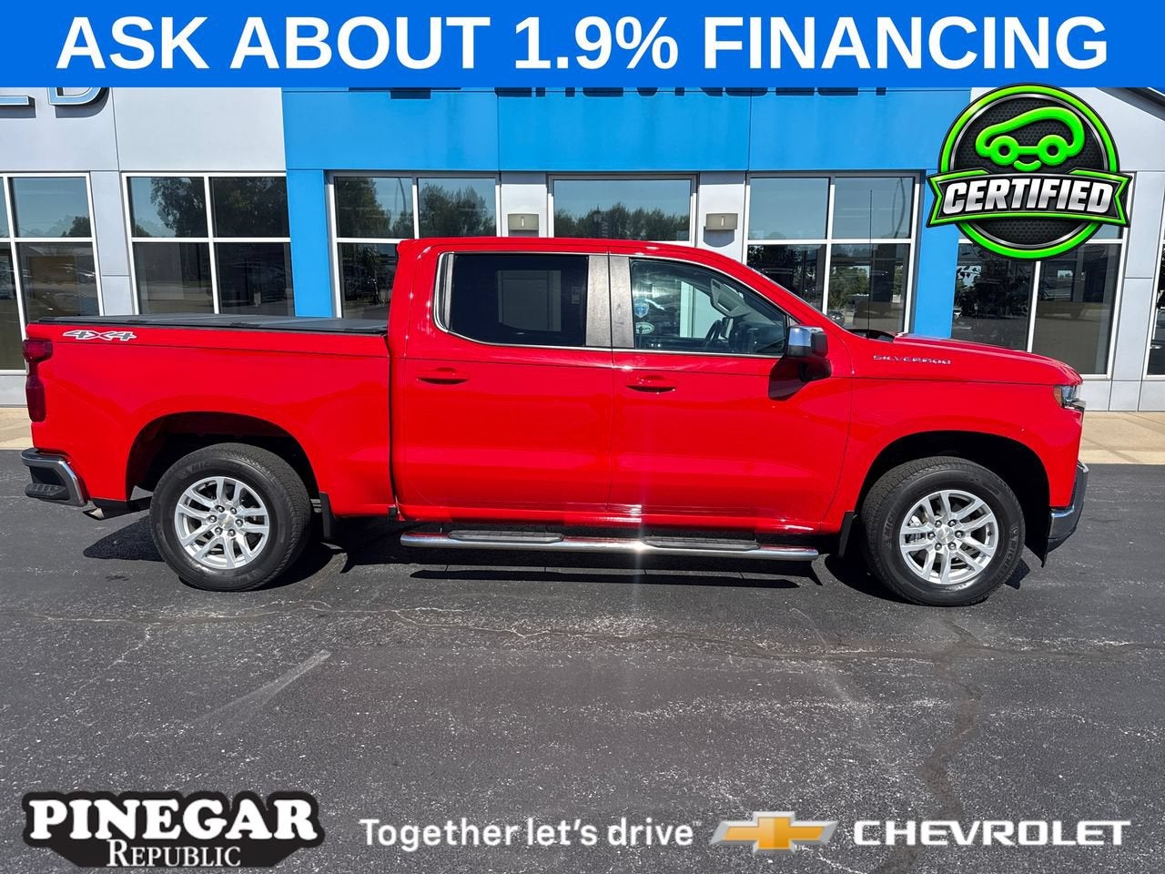 Red Hot 2021 Chevrolet Silverado 1500 Pickup Truck Four-Wheel Drive Automatic